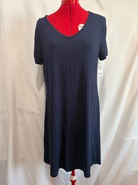 Amazon Essentials Women's Navy V-Neck Midi Dress